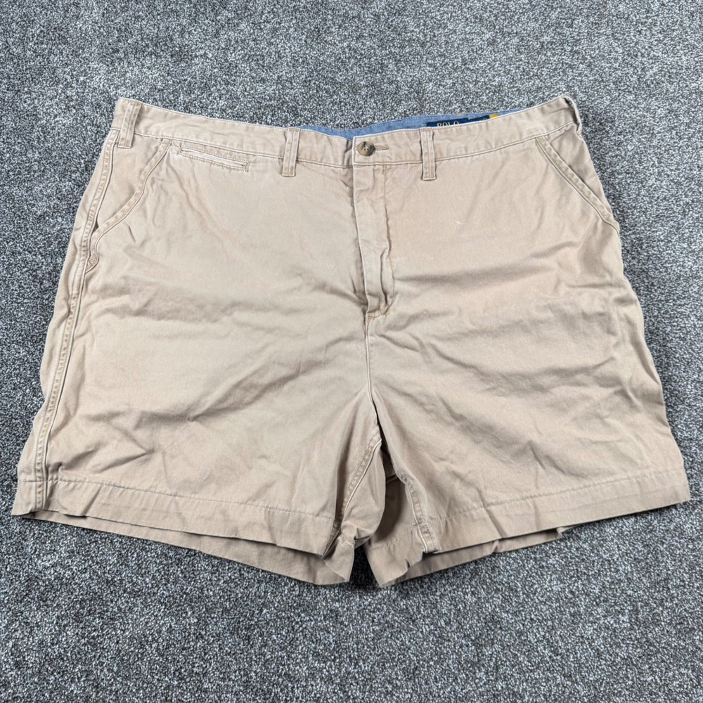Polo Ralph Lauren Shorts Men's 42x5.5 Tan Relaxed Fit Chino Khaki Cotton Twill‎